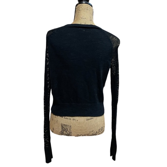 Mossimo Black Sweater with Open Knit Sleeves - Picture 2 of 7
